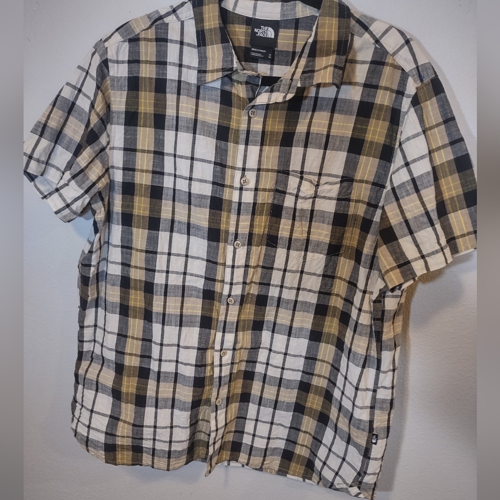 The North Face Men's Plaid Shirt - Tan, Black and Yellow